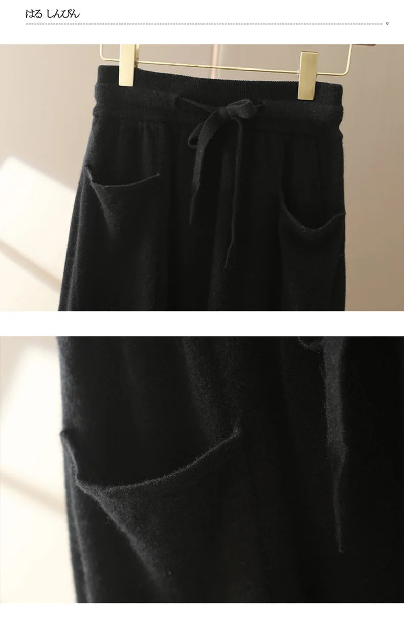 Wool A-Line Midi Skirt – Women's Knit Autumn Winter