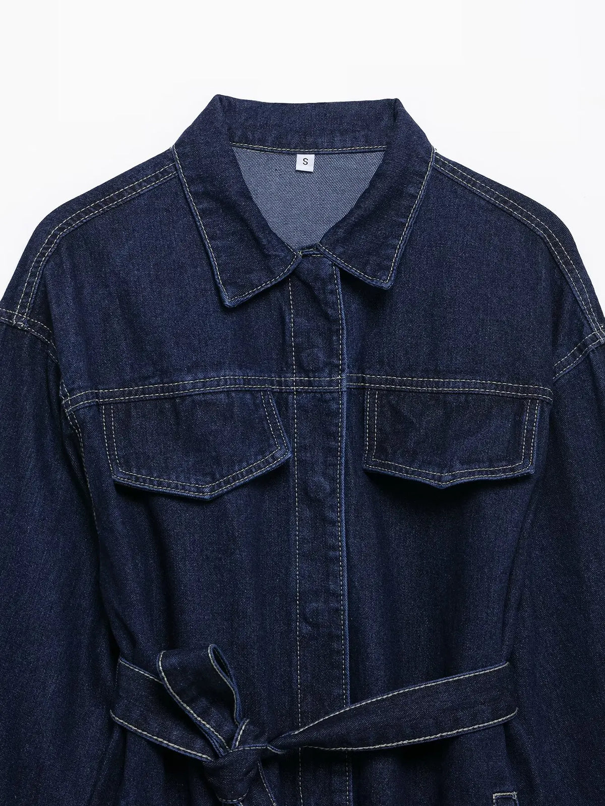 Vintage Denim Jacket with Waist Sash – High Street USA-Made Outerwear