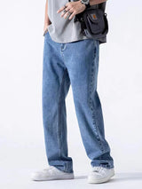 Men's Loose Straight-Leg Cotton Blend Jeans