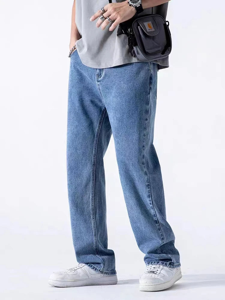 Men's Loose Straight-Leg Cotton Blend Jeans