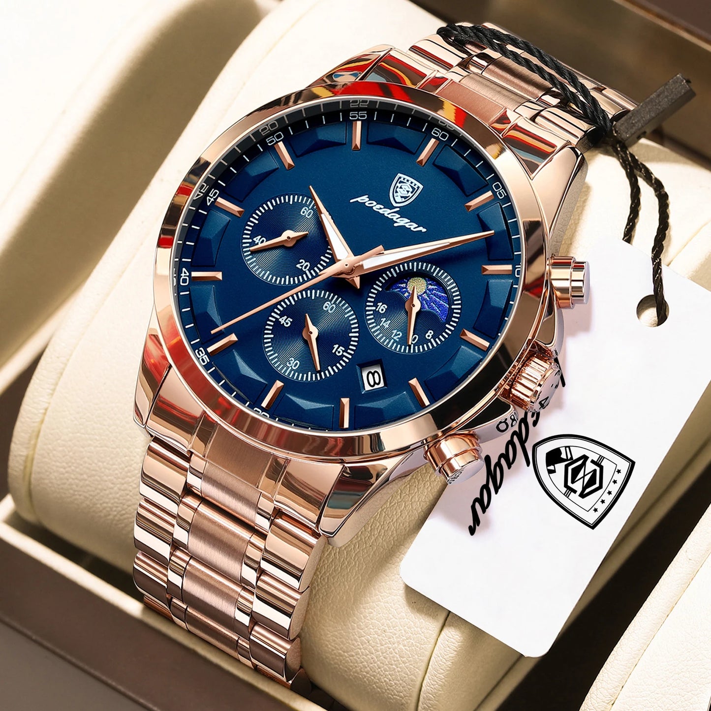 POEDAGAR 928 Men's Luxury Chronograph Watch | Luminous & Waterproof