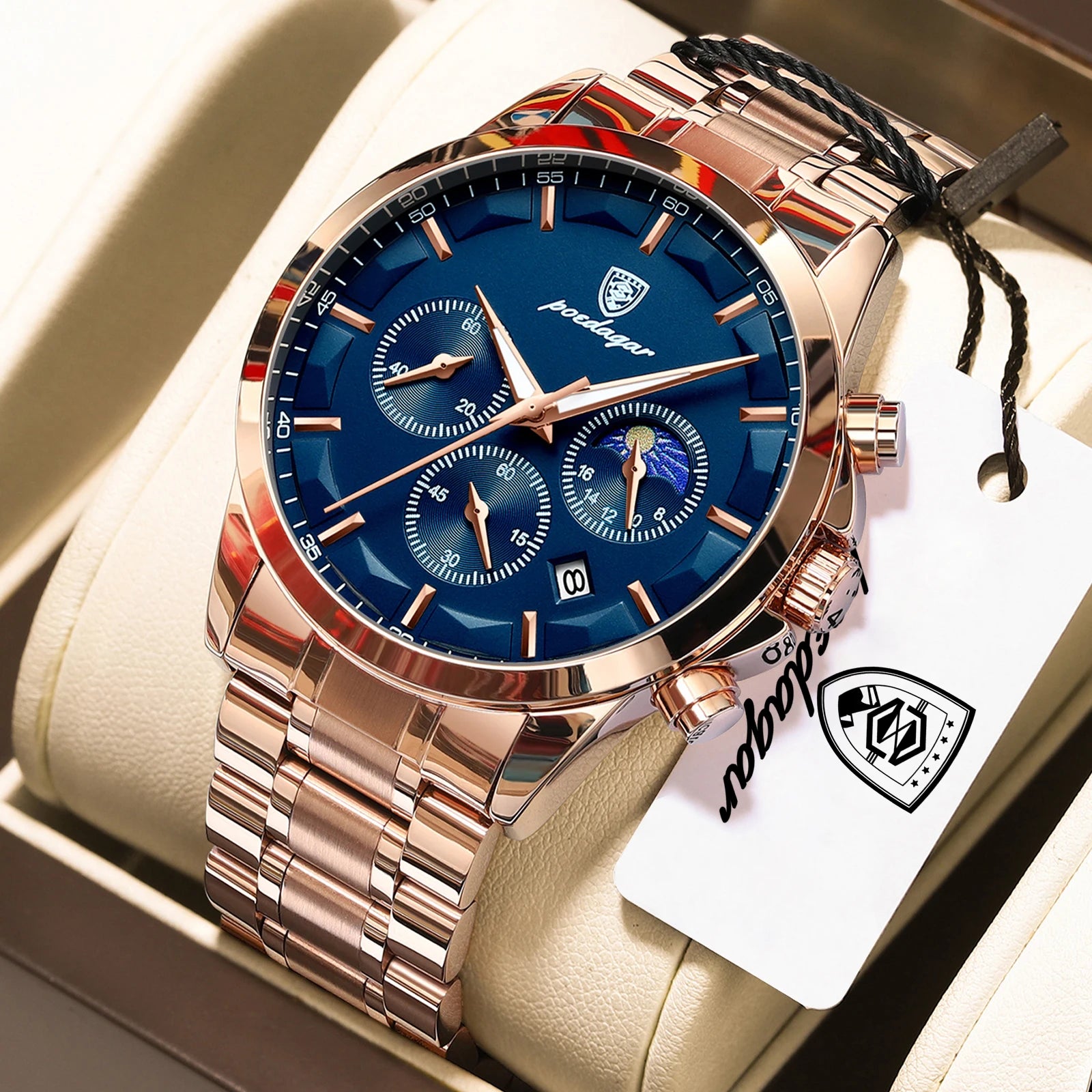POEDAGAR 928 Men's Luxury Chronograph Watch | Luminous & Waterproof