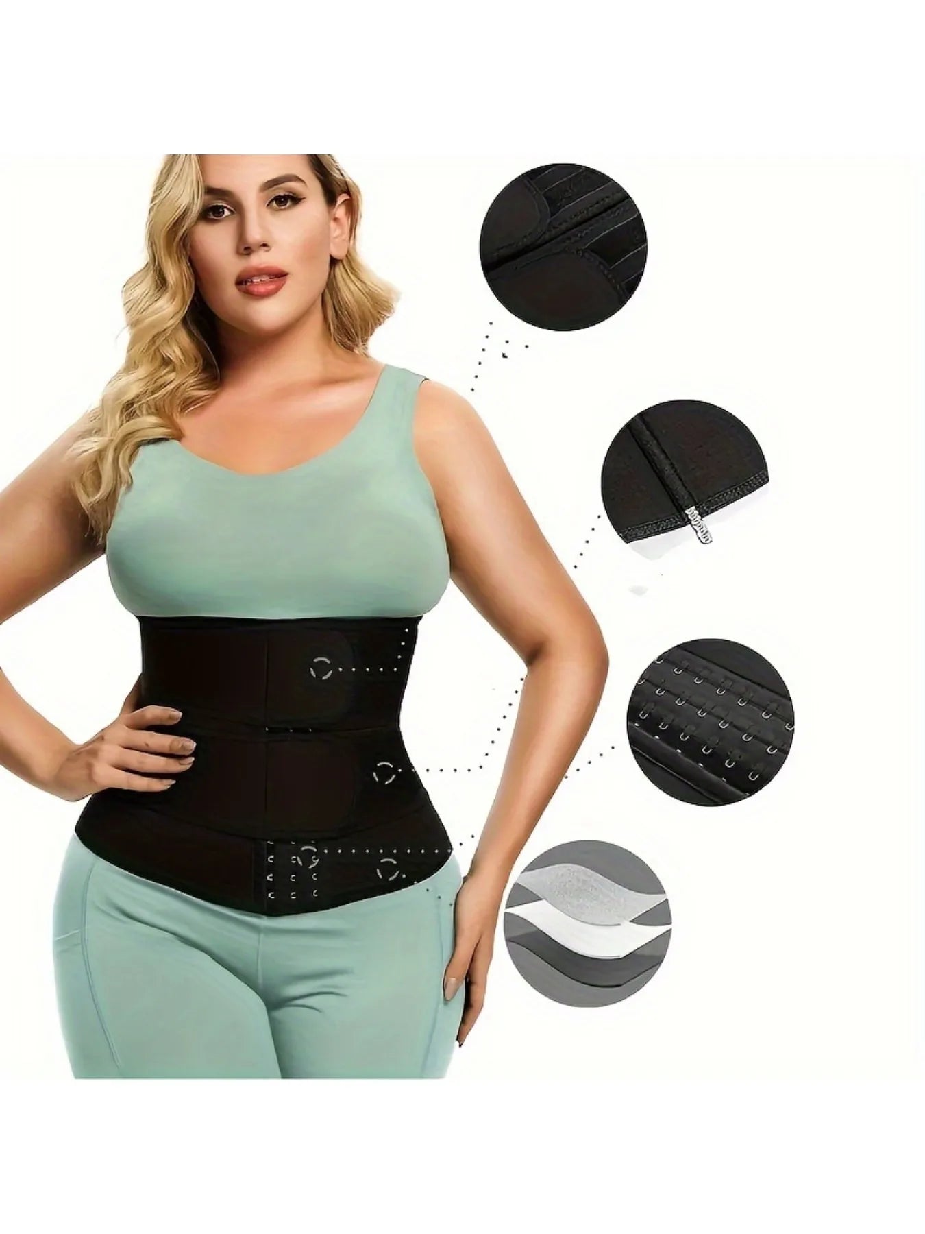 Women’s Sculpting Double-Belt Waist Trainer | Triple-Hook High-Compression Fitness Shaper