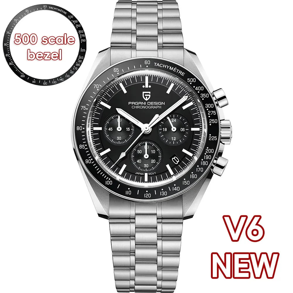 PAGANI DESIGN New Luxury Moon Quartz Watches For Men Stainless steel Luminous waterproof Sports Chronograph Man 2026 Retro Watch