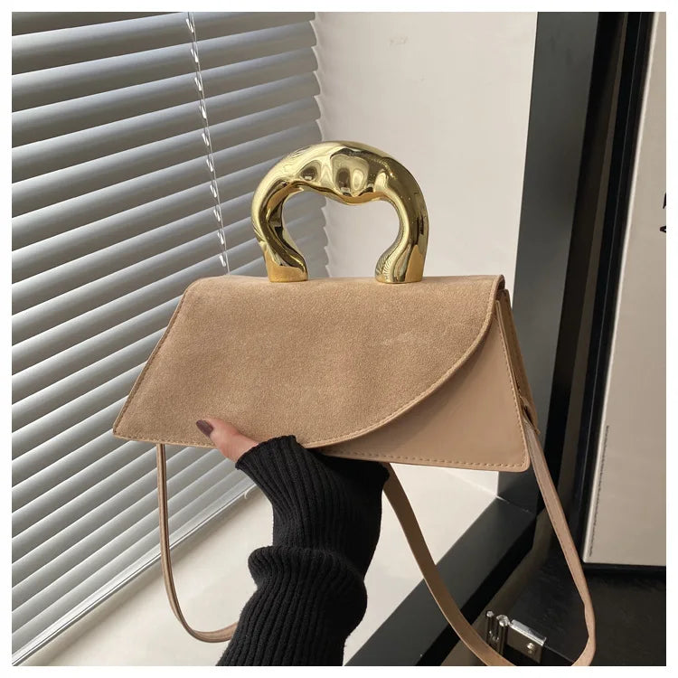 New Minimalist Design Shoulder Bag for Women Light Luxury Large Capacity Casual Metal Hand-held Crossbody Bags Female Handbag