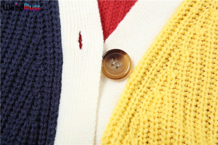 Y2K Letter Print Patchwork Cardigan
