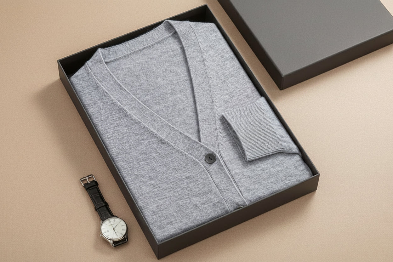 Men's Premium V-Neck Button-Down Cardigan Sweater