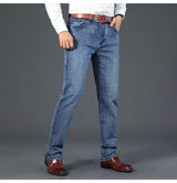 Autumn Winter Men's Jeans Classic Retro Grey Denim Pants Man Work Slim Straight Stretch Cotton Trousers Streetwear Plus Size 40
