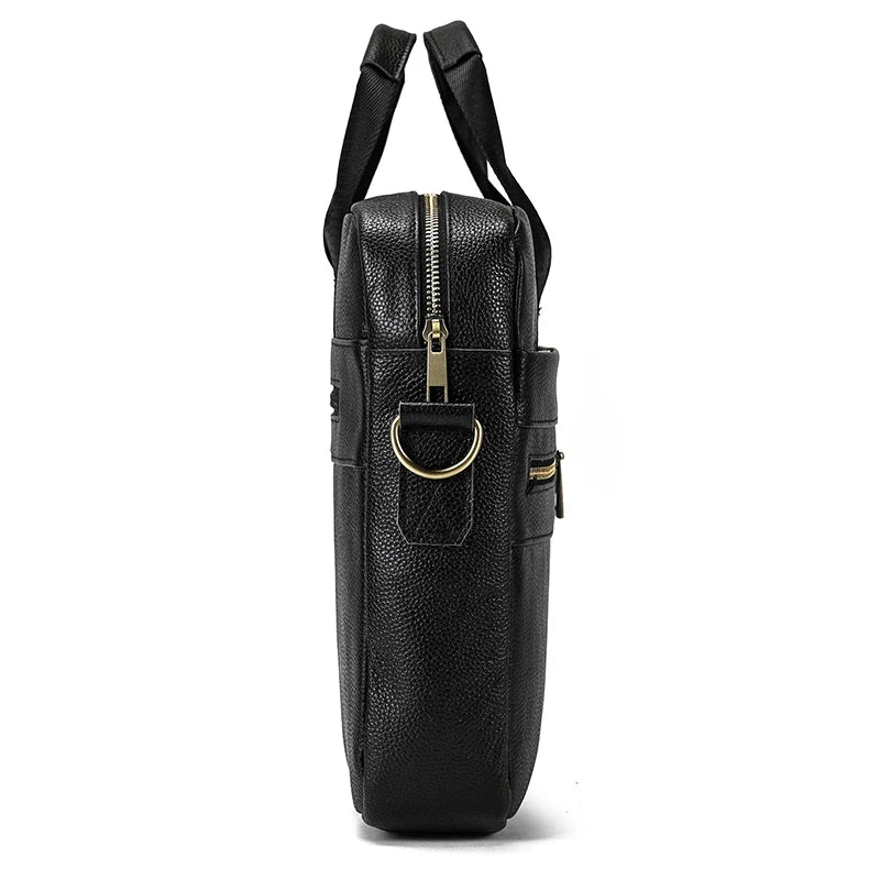Genuine Leather Briefcase Bag for 15.6 inch laptop computer bag cowskin handbag for men male leather crossbody shoulder bag