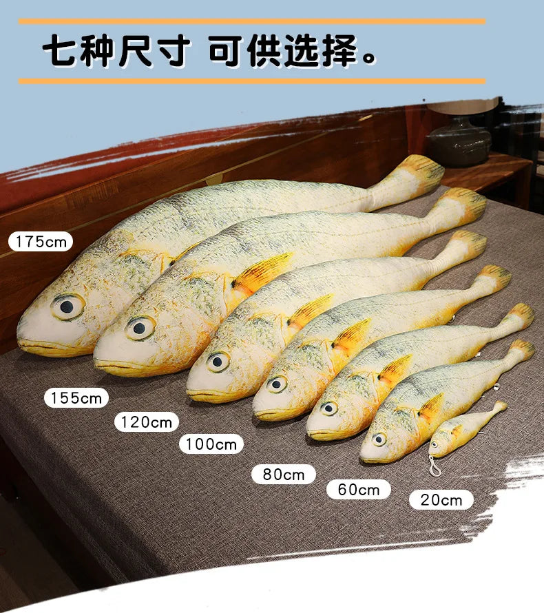 New Simulation Large Yellow Croaker Plush Toys Lifelike Fish Dolls Stuffed Soft Throw Pillow Sleeping Cushion Decor Gift