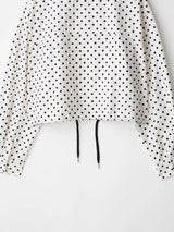Fashion Polka Dot Shorts Sets For Women 2026 Spring Drawstring Bomber Jacket High Waist Shorts 2 Pieces Set Woman Outfits