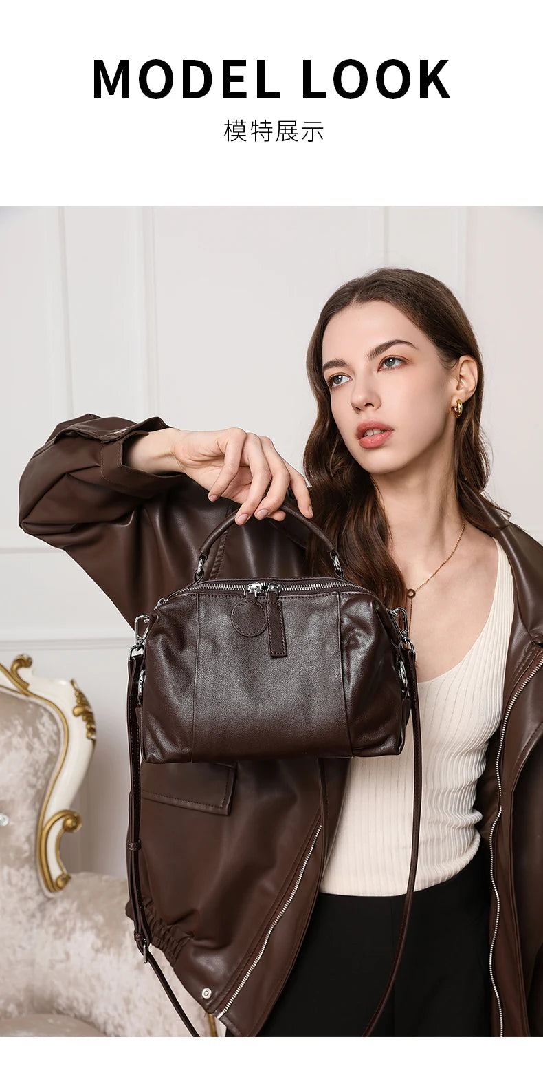 Women Natural Cow Genuine Leather Shoulder Bags Women Cowhide Bag Lady Soft Design Female Luxury Handbag for Ladies High Quality