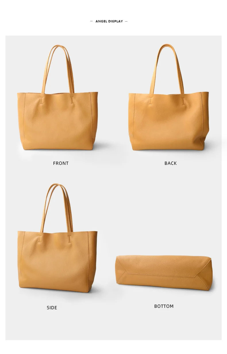 Bag Women 2022 New Summer Genuine Leather Tote Female Casual Fashion Simple Underarm Shoulder Bag Large Capacity Shopper Handbag