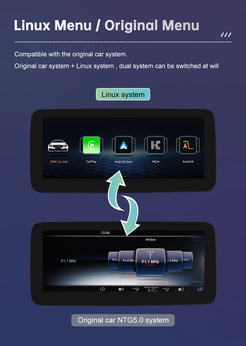 Mercedes Benz W205 GLC CarPlay & Android Auto Screen