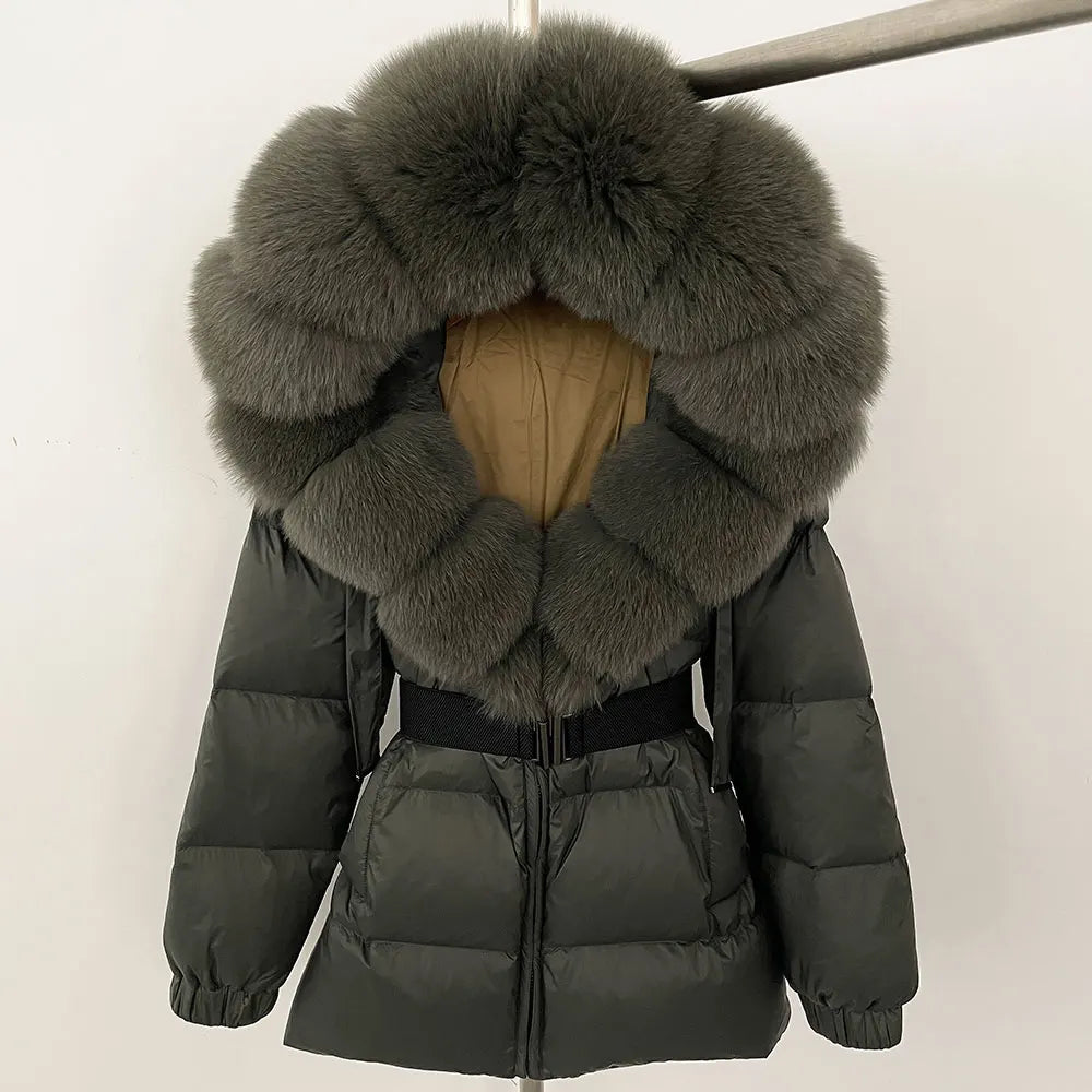 Real Fox Fur Hooded Duck Down Puffer
