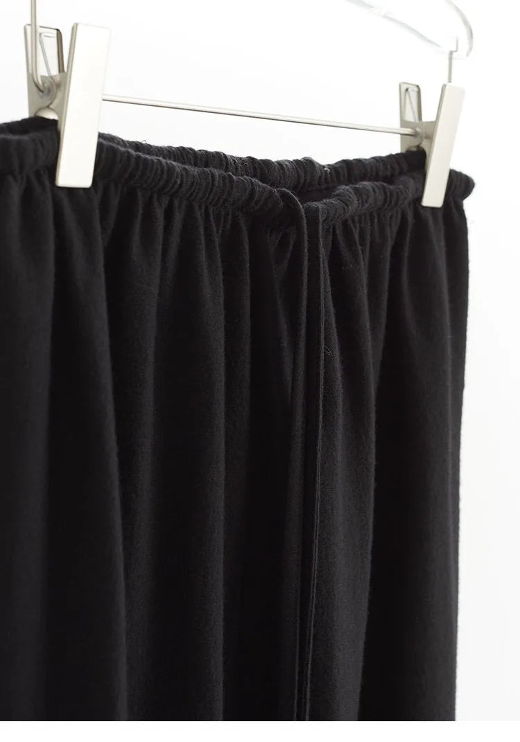 Elegant 100% Wool Elastic-Waist Skirt