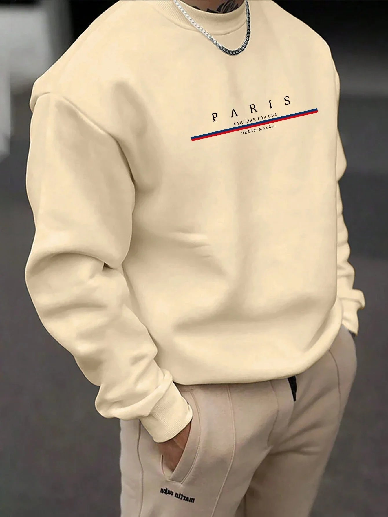 Paris Print Relaxed Fit Pullover – Premium Cotton Casual O-Neck Hoodie