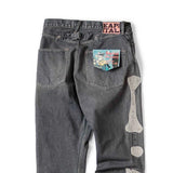 High Quality Japan KAPITAL Hirata Kazuhiro Bone Skeleton Embroidered Pattern Casual Jeans for Men