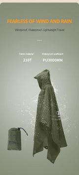 3-in-1 Waterproof Hooded Rain Poncho for Outdoor Adventures