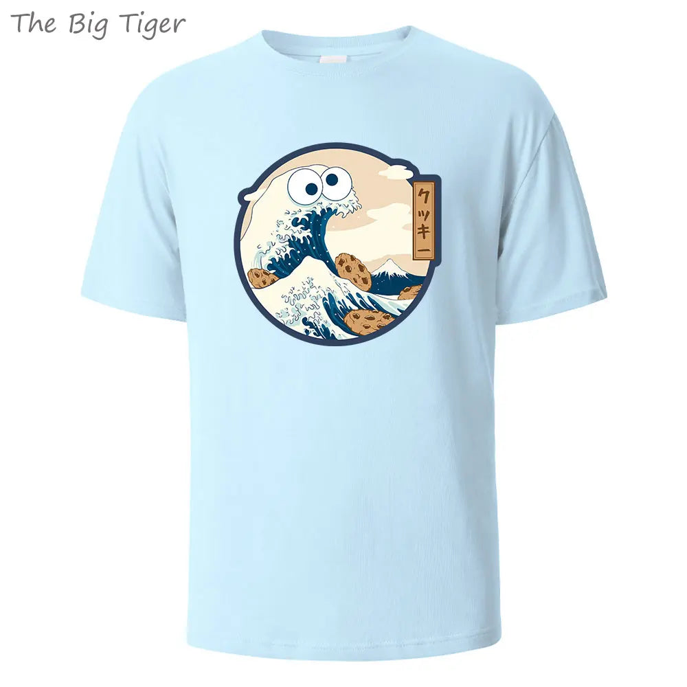 Unisex Color Painting Cotton Crew Neck T-Shirt
