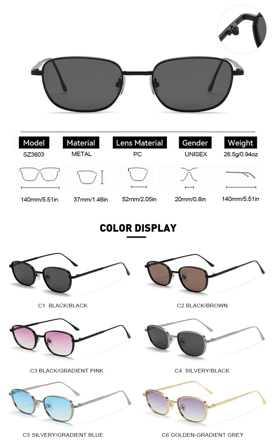 DDDLONG Fashion Small Square Retro Sunglasses Women Classical Vintage Punk Sun Glasses For Men Eyewear Outdoor Shades D626