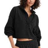 Women's Relaxed V-Neck Cropped Hoodie
