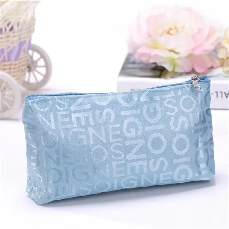 Women Cosmetic Bag Portable Cute Multifunction Beauty Zipper Travel Letter Makeup Bags Pouch Toiletry Organizer Holder Toiletry