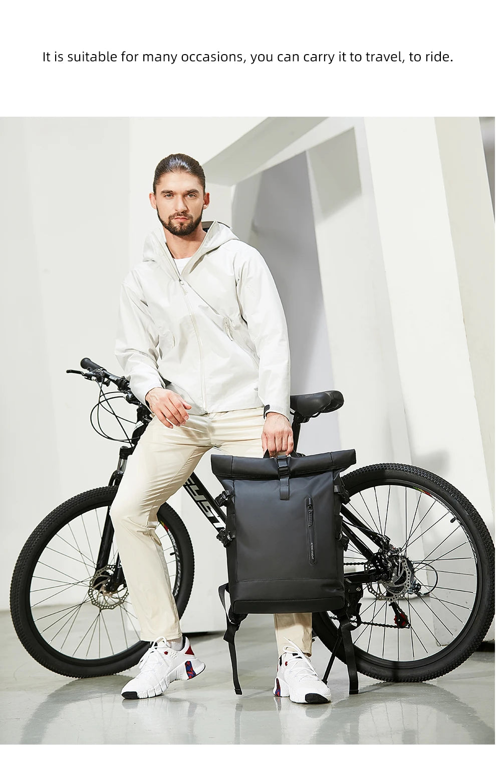 HK Expandable Travel Backpack Men Large Capacity Waterproof 15.6” Laptop Bag Hiking Rucksack Cycling Daypack Bag with USB Port