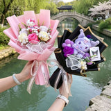 Genuine Sanrio Characters Plush Toys With Artificial Flowers Creative Handmade Bouquets Christmas Birthday New Year Gift