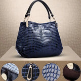 Women's Crocodile Print Large Capacity Bucket Tote Bag