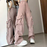Women's High-Waisted Drawstring Straight-Leg Pants