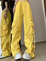Women's High-Waisted Drawstring Straight-Leg Pants