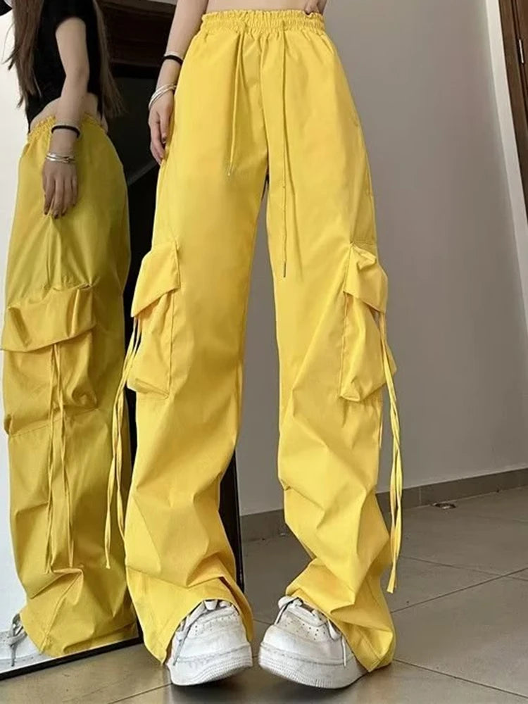 Women's High-Waisted Drawstring Straight-Leg Pants