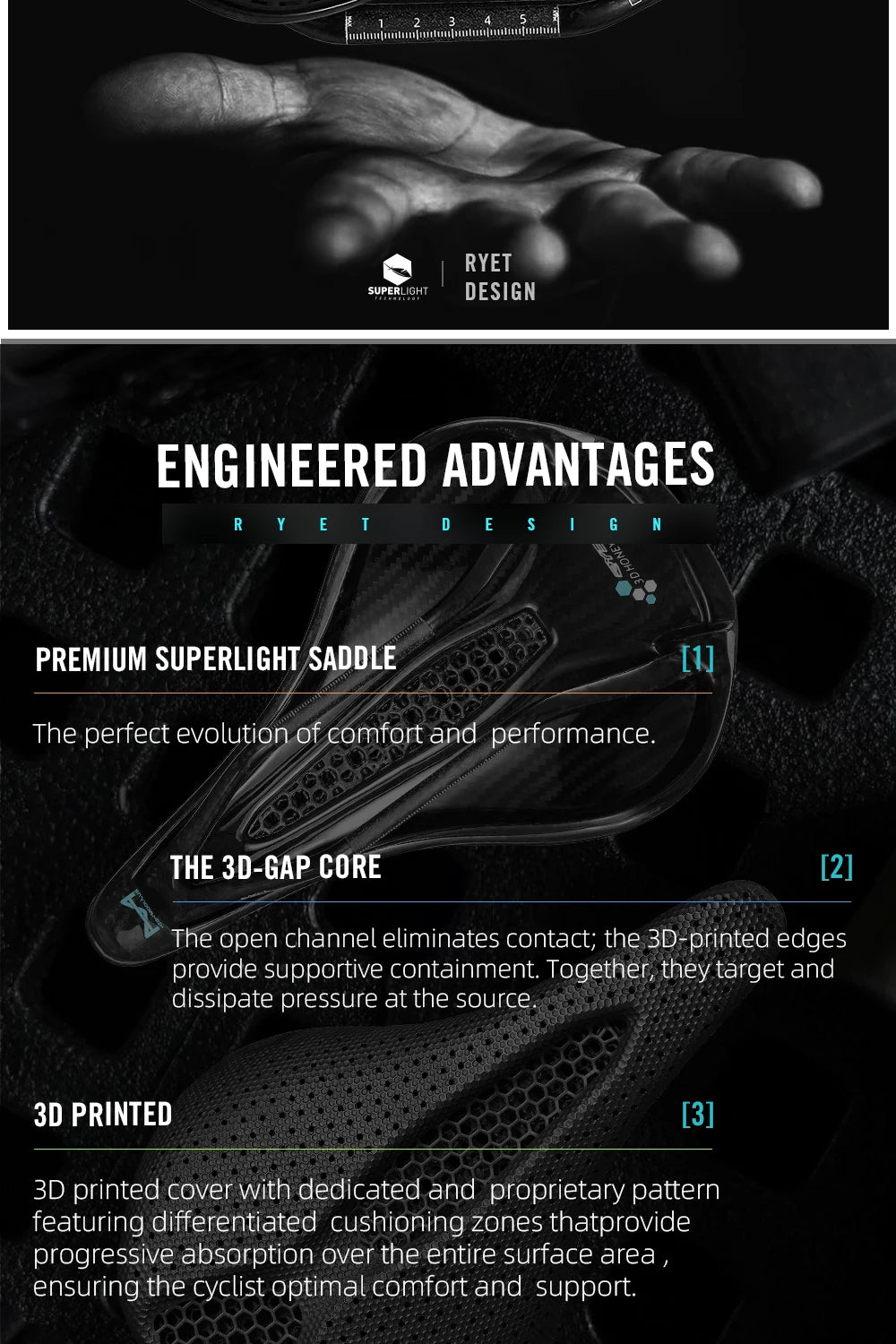 RYET Carbon Saddle 145/155MM – Road, MTB & Gravel