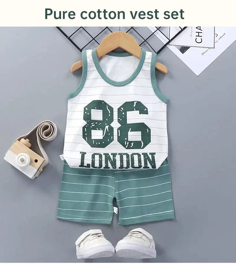 Kids' Cotton Summer Vest & Shorts Set