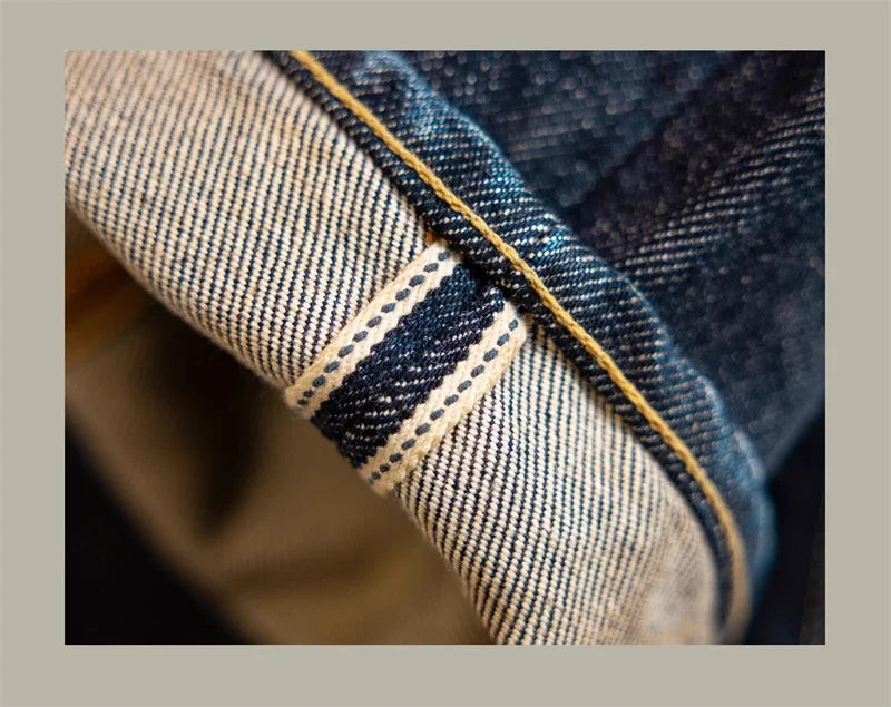 Red Tornado NOIR 21oz Selvedge Denim Straight Cut Jeans Indigo Rugged Style Men Pants