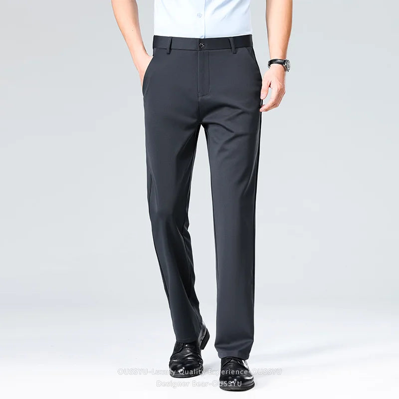 Men's Stretch Suit Pants — Slim Straight Business Formal Trousers