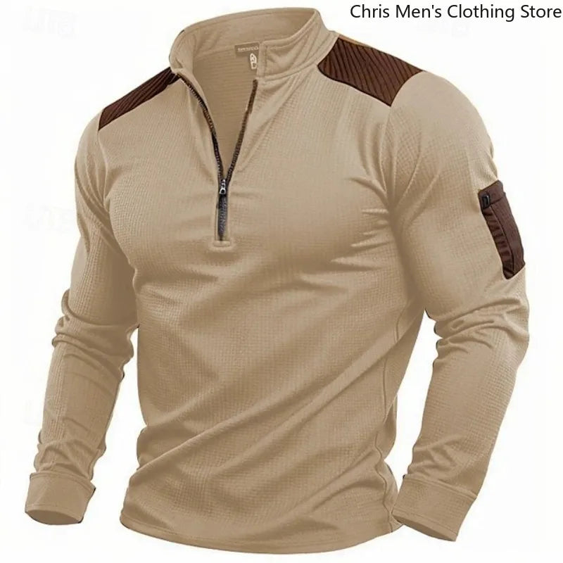Men’s Stand-Collar Cotton-Blend Pullover