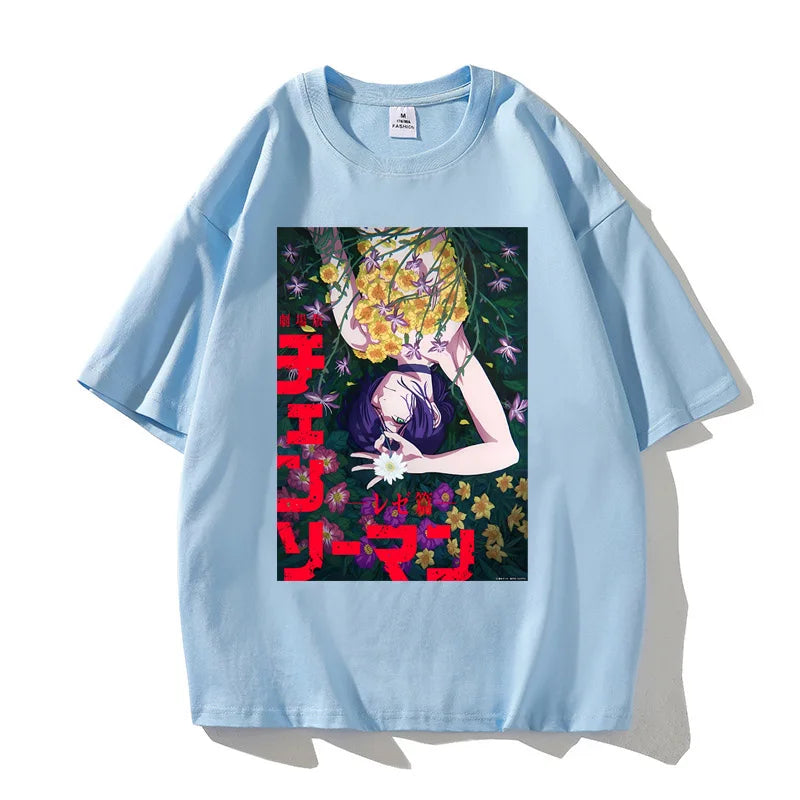 Men's Chainsaw Man Anime Cotton Graphic T-Shirt