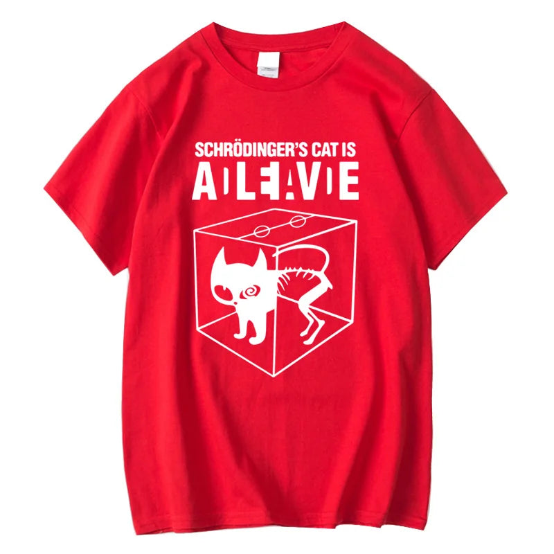 Men's T-shirt Top Quality Cotton Schrodinger's Cat Print Summer Short Sleeve Men T Shirt Casual The Big Bang Theory Mens Tshirt