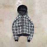 Reversible Plaid Zip-Up Hoodie with Relaxed Fit