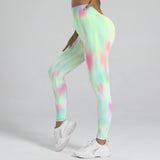 New Women Tie dye High Waist Legging Push Up Scrunch Gym Sports Yoga Pants Elastic Soft Tights Workout Booty Leggins Nylon