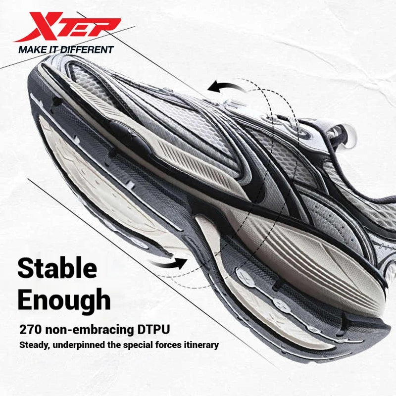 Xtep Basque 2 Casual Shoes for Men Height-increasing Mesh Cushioning Retro Millennium Daddy Female Shoes 875219320012