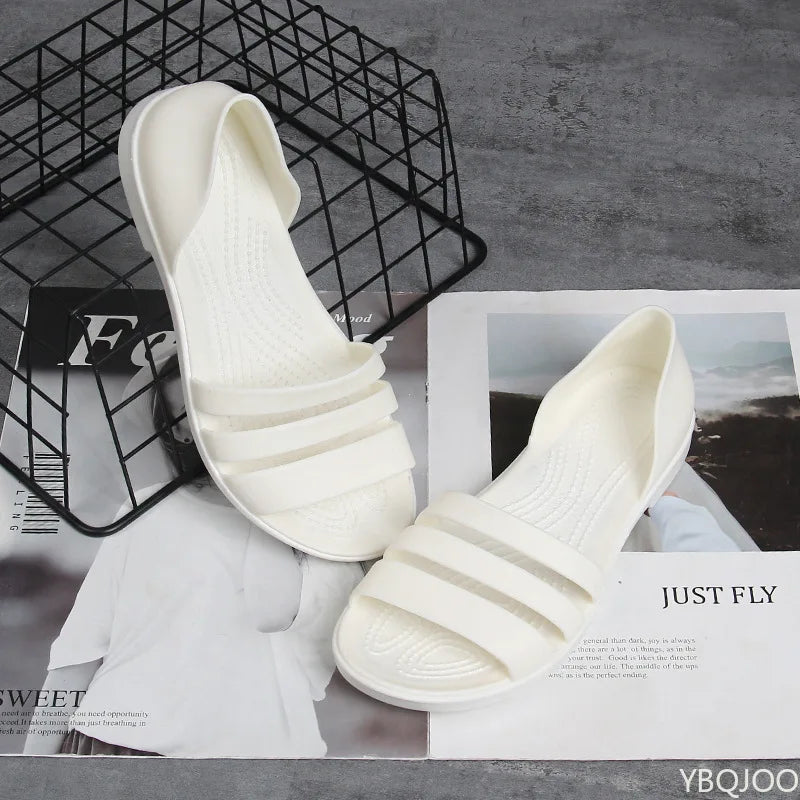 2025 For Women Summer Flats Candy Color Casual Beach Outdoor Female Ladies Jelly Slippers Fashion Open-Toed Slides Shoes