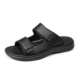 Mens Leather Slippers Comfortable Breathable Summer Big Size Sandals for Men with Soft Sole