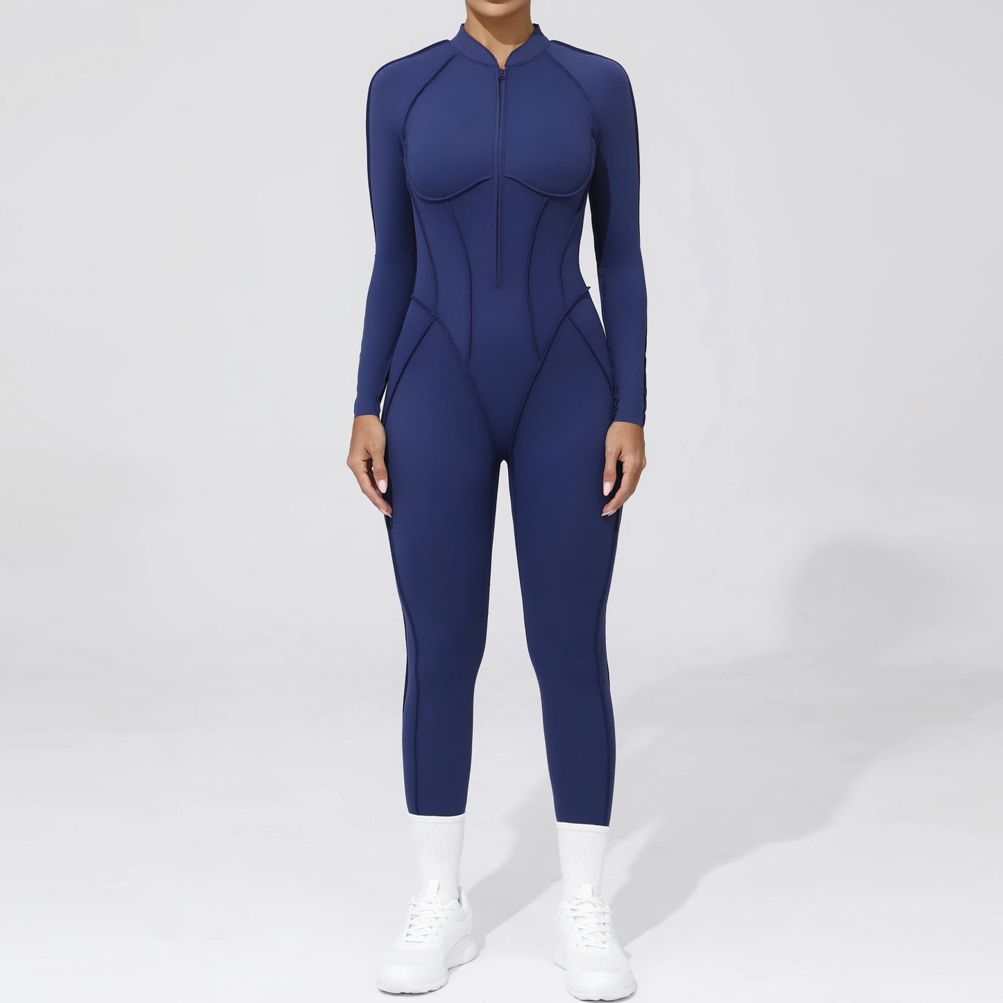 Long Sleeve Zip-Front Yoga Jumpsuit