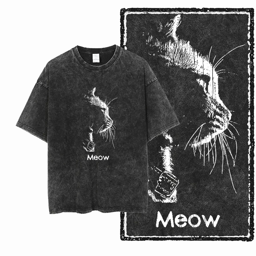 DB Cat Acid-Washed Graphic Tee