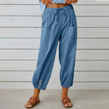Women's High-Waist Cotton Linen Pants