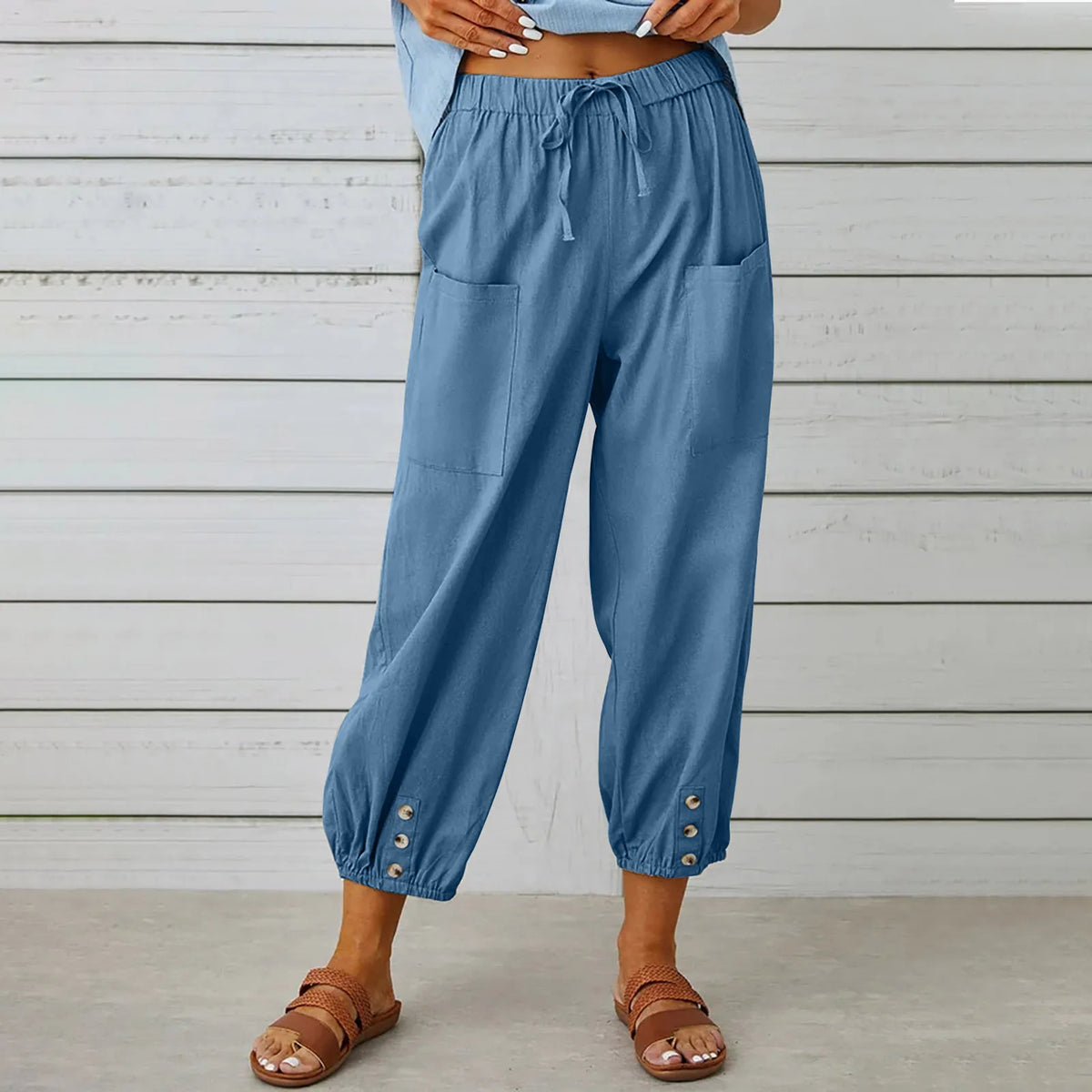 Women's High-Waist Cotton Linen Pants