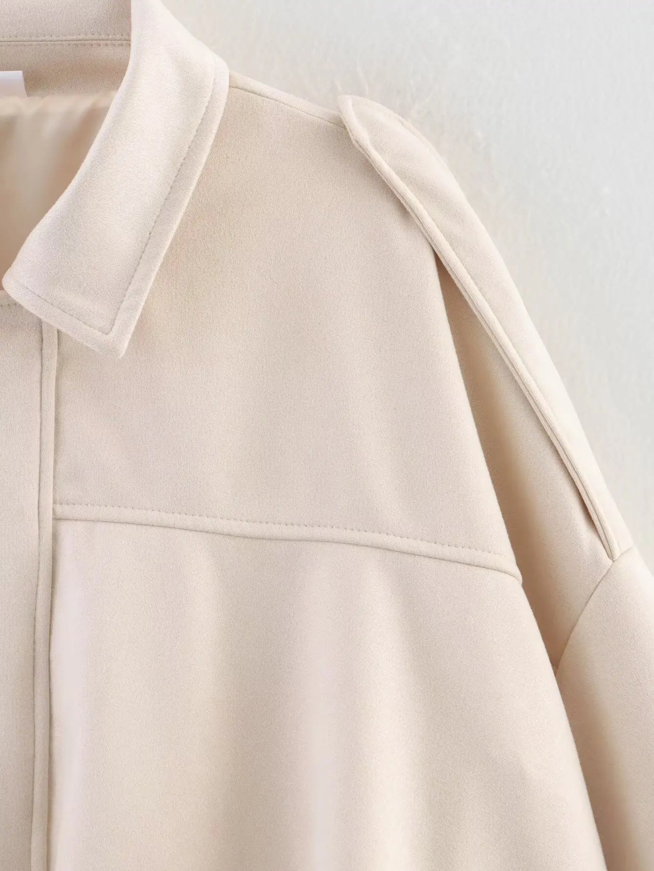 YENKYE New 2025 Women Suede Textured Bomber Jacket Long Sleeve Lapel Collar Loose Coats Casual Female Outerwear Chic Tops